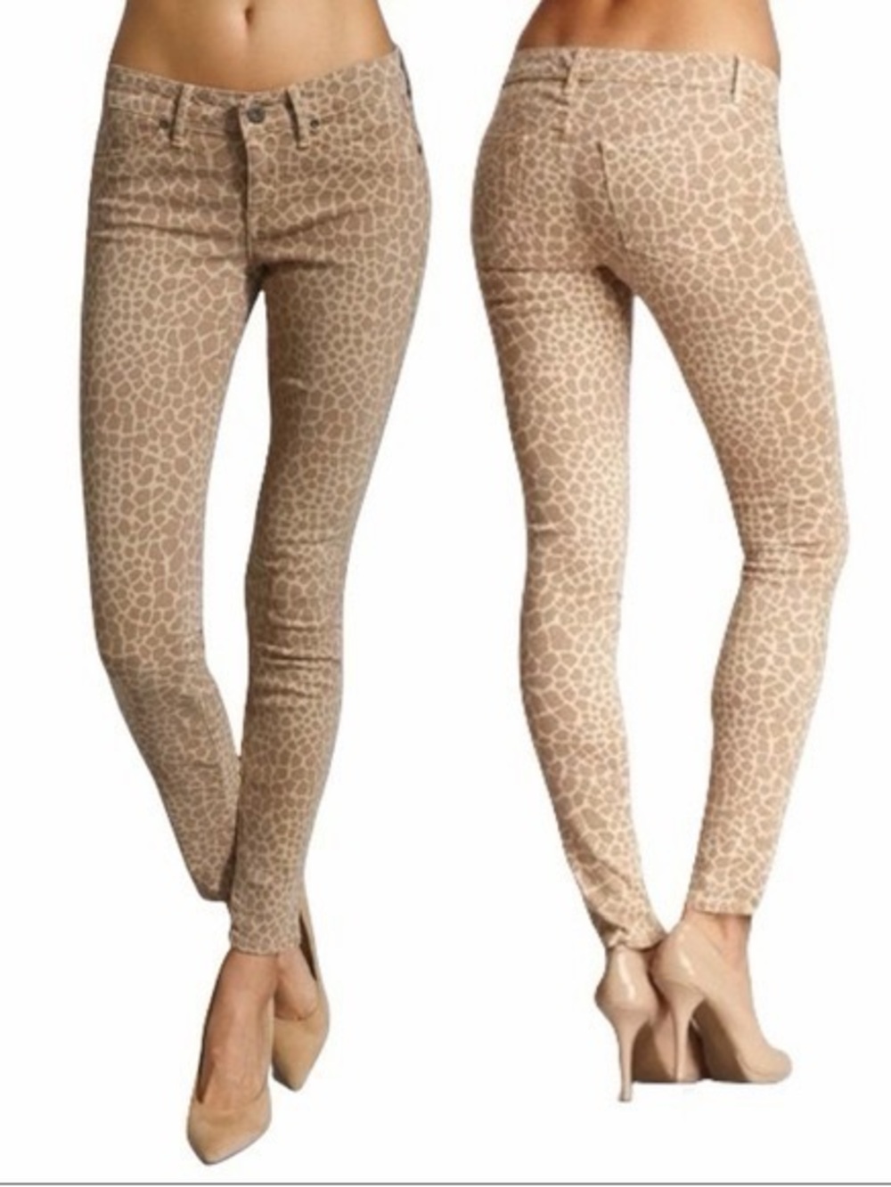 Rich & Skinny Legacy Giraffe Animal Print Skinny Jeans Tan Size 26
